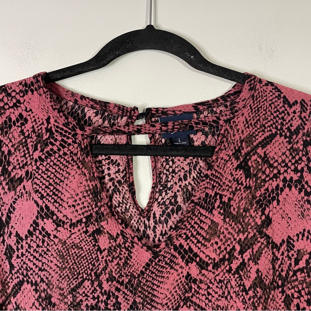 Daytrip Snakeskin Patterned Boho Business Casual Long Sleeve Blouse Size Large - Picture 5 of 7